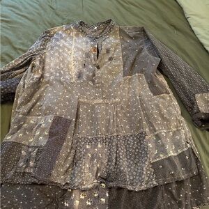 Vintage Magnolia Pearl Patchwork Top - Gray and Black